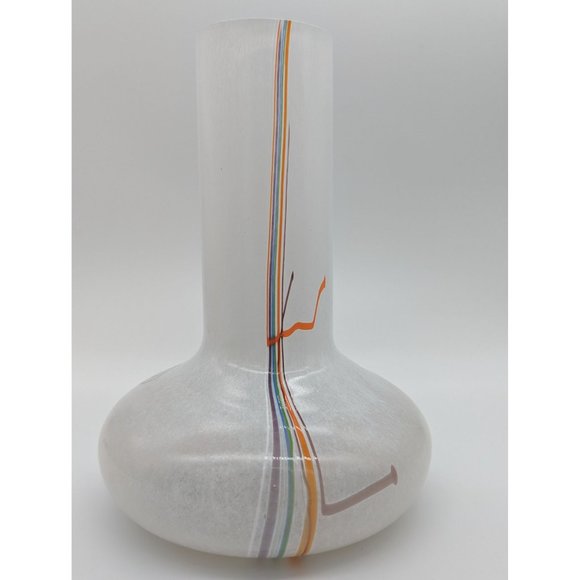 Kosta Boda Signed Bertil Vallien 80s "Rainbow Series" Stripe Glass Vase Flowers - Picture 14 of 15